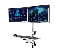 Support de Moniteur Poste de travail mural, support for écran double assis-debout for écrans de 15 à 27 pouces, bras de support mural réglable for écran double avec plateau de clavier pliable Bras pou