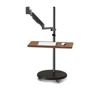 Support de moniteur réglable à ressort à gaz pour écrans de 14 à 43", support de bureau mobile avec plateau de clavier et roulettes, supporte jusqu'à 15 kg, design ergonomique réglable en hauteur
