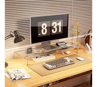 Support de moniteur, support de bureau, acrylique, transparent, support d'ordinateur, support transparent, support de moniteur, support de bureau, télétravail, rangement pour clavier,60*20*5cm