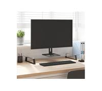 vidaXL Support de moniteur 374229 – Réhausseur d'écran noir, verre trempé & métal, avec rangement