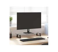 vidaXL Support de Moniteur, Support d'Ordinateur avec Rangement, Réhausseur d’Écran pour Ordinateur Bureau, Noir Verre 374224