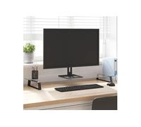 vidaXL Support de moniteur Réhausseur d'écran avec rangement Verre trempé Métal Noir