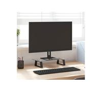vidaXL Support de moniteur – Réhausseur d'écran avec rangement, verre trempé et métal, noir