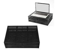 Support de Moniteur, Support D'ordinateur en Maille Métallique avec Tiroir Amovible, Organisateur de Support de Bureau Moniteur Grand Espace de Rangement, Coussinet en Caoutchouc Antidérapant