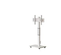 Support de Moniteur sur Pied for TV LCD, Support Mobile, Chariot, Cintre Diffusion en Direct avec Roues, écran Rotatif Horizontal et Vertical(White)