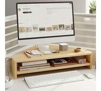 Support de moniteur triangulaire avec 2 niveaux de rangement, étagère d'angle de bureau de 12,7 cm de haut pour ordinateur portable et imprimante, organiseur multifonction