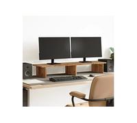 Support de moniteur vieux bois 100x27x15 cm bois d'ingénierie, supports de moniteur double, support pour écran d'ordinateur, support d'ordinateur
