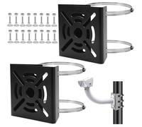 Support de montage extérieur universel 2 pcs pour caméras de surveillance & panneaux solaires - Fixation poteau vertical, 4 boucles