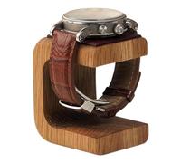 Support de montre en bois - Grand écran rembourré en cuir de 7 x 6 x 5 cm - Support unique élégant - Base de rangement stable - Étagère de vitrine minimaliste - Affichage moderne pour hommes et femmes