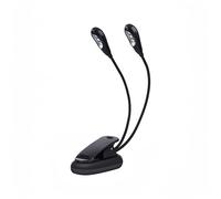 Support de musique à lumière LED, mini bras doubles clip léger réglable lecture lumière 6 perles / 8 perles avec câble USB Lampe pour E-Reader livre et tête de lit (6 perles)