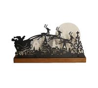 Support de Noël en fer pour bougie chauffe-plat, Père Noël en traîneau avec cerf, pièce maîtresse de table, cadeau de Noël