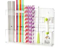 Support de paille de porte d'armoire | 5 compartiments réglables en hauteur | Organiseur de cuillère sans perçage | pour brosse, tasse, cuillère, décapsuleur, réfrigérateur, cuisine