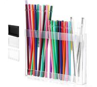 Support de paille en acrylique transparent 26 x 18 cm | Plusieurs compartiments, grande capacité de stockage, permet de ranger cuillères, fourchettes, baguettes