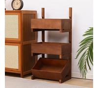 Support de panier à légumes pour cuisine - Organiseur de rangement en bois à 3 à 4 niveaux, utilitaire amovible pour cuisine, salle de bain, salon