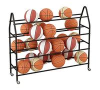 Support de panier à roulettes à 4 niveaux, noir, doré, blanc, avec roues verrouillables, gain de place, grande capacité, idéal pour le football et le ballon