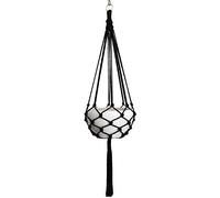 Support de panier de basket-ball, suspension en macramé pour pot de fleurs à suspendre en corde de chanvre ou de coton, 132,1 cm pour pot de 25,4 cm, pot et plante exclus (noir)