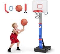 Support de panier de basket, Hauteur de 128 à 305 cm, Ensemble de panier de basket pour enfants avec réglage de hauteur incluant ballons et pompe à air Ajustable en fonction de l'âge