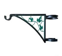 Support de panier suspendu d'extérieur en fonte de style rustique pour porche et jardin, crochet en métal conçu pour contenir des paniers de fleurs et des articles de décoration (feuilles vertes)