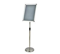 Support de panneau A4, support d'affiche réglable pour dessus table et sol, présentoirs signalisation en métal, sur pied publicité, salon professionnel, magasin, entrep A3 Silver Rounded-corner style
