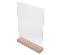 Support de Panneau de Table en Acrylique Base Bois | Format A4, Assemblage Rapide à Emboîtement, Double Face, pour Menus et Prospectus