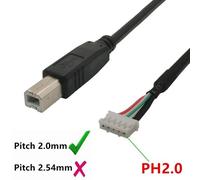 Support de panneau d'imprimante à prise mâle USB 2.0 B 30cm, 2.0mm, boîtier à 5 broches, câble Dupont pour carte mère PCB