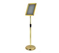 Support de panneau pour affichage A4, support d'affiche réglable dessus table et sol, sur pied, supports signalisation en métal entreprises, salons professionnels, magasi A4 Gold Rounded-corner style