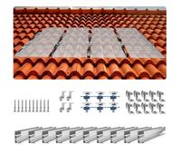 Support de Panneau Solaire-VEVOR-avec 10 Rails 100 mm, 4 Pinces d'Extrémité, 6 Pinces Légères-pour Toit en Métal, Toit en Béton