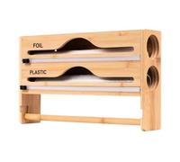 Support de papier d'aluminium de cuisine avec coupe-tiroir de 21 cm, distributeur de papier d'aluminium mural, rangement d'accessoires de cuisine en bois, dispositif de coupe à guide de rouleau propre