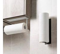 Support de papier essuie-tout en fer forgé pour cuisine, support mural pour rouleau de papier, sans perçage, boîte de rangement pour film étirable et absorbant l'huile Taille Unique,noirFer