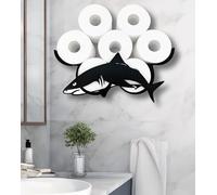 Support de papier toilette amusant en forme de requin noir mat - Euiroet décoratif et amusant pour 8 rouleaux - Accessoire essentiel de matériel de salle de bain de ferme - Accent innovant de salle de