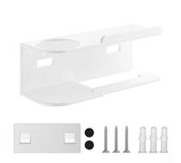 Support de papier toilette avec étagère murale pour placer le diffuseur de roseaux, design sécurisé pour maintenir le rouleau en place, installer avec des vis ou pour l'installation (blanc)