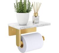 Support de Papier Toilette doré brossé avec étagère en marbre Naturel, vis en Acier Inoxydable 304, Distributeur de Papier de Soie pour Salle de Bain