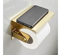 Support de papier toilette en acier inoxydable avec étagère pour téléphone, distributeur de mouchoirs mural pour salle de bain (doré)