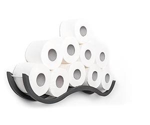 Support de Papier Toilette en Bois pour Salle de Bain Motif Vague Gris