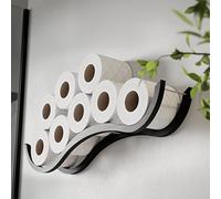 Support de papier toilette en bois pour salle de bain Motif vague Noir