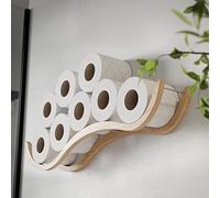 Support de Papier Toilette Mural pour Salle de Bain - Organiseur de Rouleau de Papier Toilette - Support en Bois Unique pour Papier de Soie - Accessoires de Bain en Bois - Vague (Transparent)