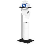 Support de Papier Toilette Noir sur Pied avec étagère pour Salle de Bain, Support de Rouleau de Papier Toilette, Distributeur de Papier Toilette, Peut contenir 4 Rouleaux de réserve