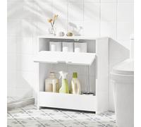 Support de papier toilette SoBuy, armoire de toilette de salle de bains, armoire blanche en niche, meuble de salle de bains, armoire de salle de bains en bois à poser au sol, 20 x 55 x 60 cm