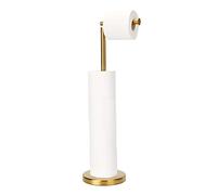 Support de Papier Toilette sur Pied avec réserve pour 4 Rouleaux de Rechange, Base Robuste, étagère de Rangement pour Rouleaux de Papier Toilette (Base en Acier Inoxydable, doré)