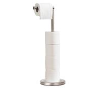 Support de Papier Toilette sur Pied avec réserve pour 4 Rouleaux supplémentaires, Base Robuste en Acier Inoxydable SUS304 (Nickel brossé)