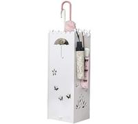 Support de parapluie avec plateau d'égouttement à tiroir mobile, design créatif blanc pour porche, boîte de rangement compacte pour parapluies longs et courts