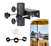 Support de Parasol de Balcon,Balustrade de Balcon avec Crochets,Porte Parasol Balcon,Attache Parasol pour Balcon,Porte-Parapluies ExtéRieur diamètre 23-38 mm, réglable pour Jardin, terrasse, Balcon