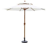 Support de parasol d'extérieur de 2,7 m avec manivelle, imperméable, pour jardin, terrasse, balcon, piscine, plage, parfait pour la détente et la protection en été, blanc, A