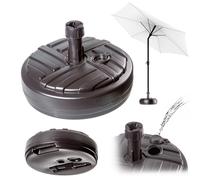 KADAX Pied de parasol rond à remplir avec du sable, de l'eau ou du gravier, support en plastique pour jardin, terrasse, plage (version 1 ronde, marron)