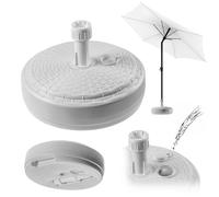 KADAX Pied de parasol rond à remplir avec du sable, de l'eau ou du gravier, support en plastique pour jardin, terrasse, plage (version 2 ronde, blanc)