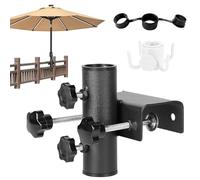 Support de parasol pour balcon, balustrade de balcon, support de parasol réglable pour balcon, plage de serrage 20 mm - 63 mm, diamètre du bâton de parasol 23 mm - 38 mm (noir)