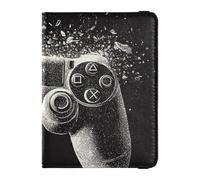 Support de passeport décoratif en cuir noir pour console de jeu pour documents de voyage - Porte-passeport imperméable, Console de jeu noire, 1 size