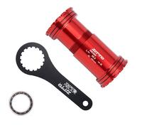 Support de pédalier de vélo BB386 à ajustement serré/fileté à ajustement serré/roulements en céramique support de pédalier de vélo φ24/DUB/30 46mm filetage ensemble BB(Φ24 Threaded Press-Fit C Red+W)