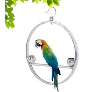 Support de perchoir, en acier inoxydable, support de balançoire suspendu pour oiseaux, rond, avec crochets et gamelles de nourriture, pour les propriétaires d'animaux domestiques à l'intérieur et à