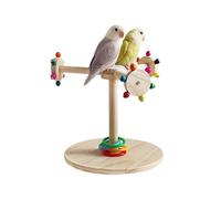 Support de perchoir en bois pour oiseaux - 22 x 21 x 5 cm - Bâton de meulage de pattes de moineau et moulin à vent rotatif, support d'affûtage de griffes et de becs | Jouet interactif pour perroquet